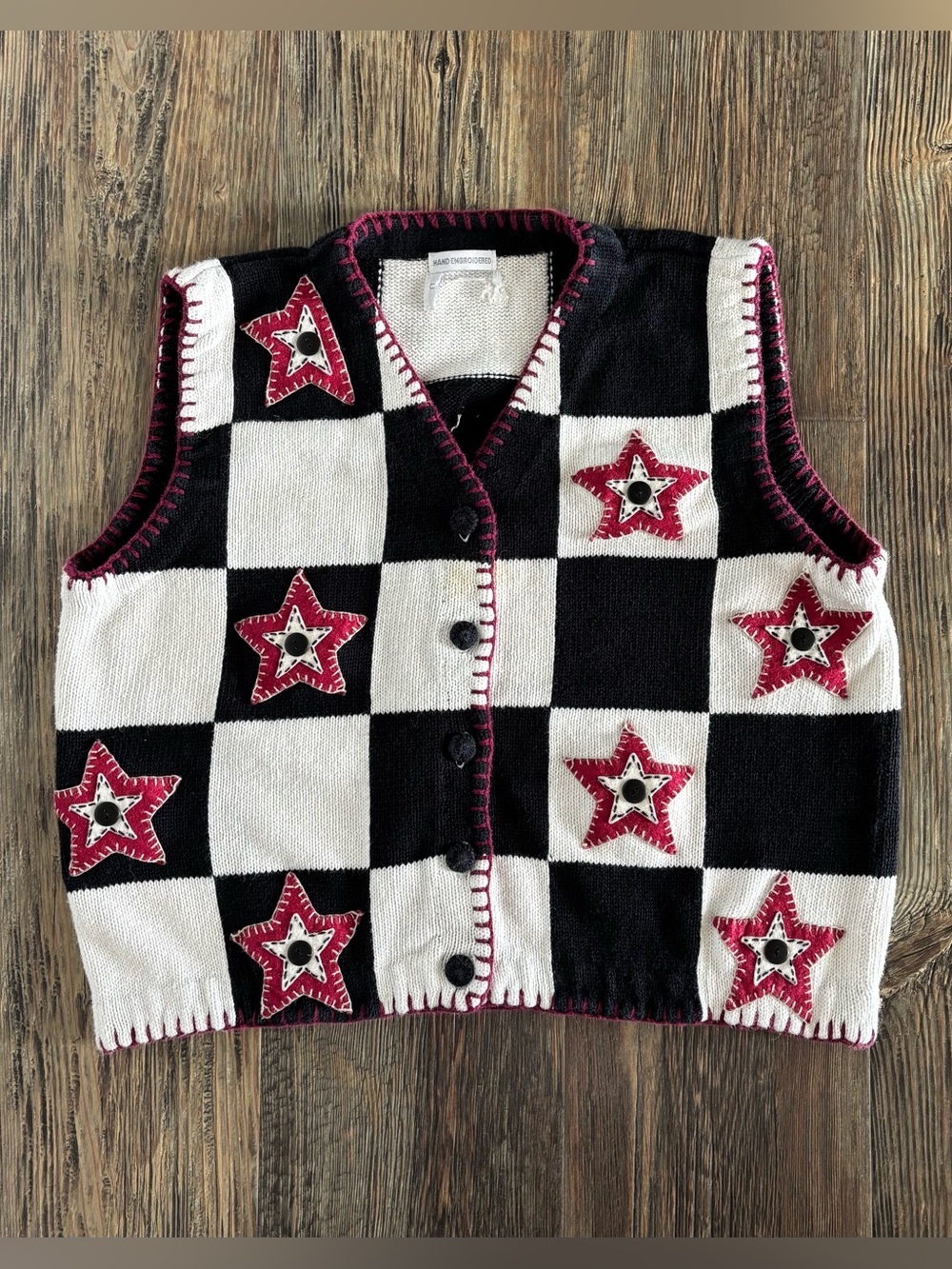 Christopher & Banks Hand Embroidered Patriotic 4th of July Vest NO SIZE 21” P2P